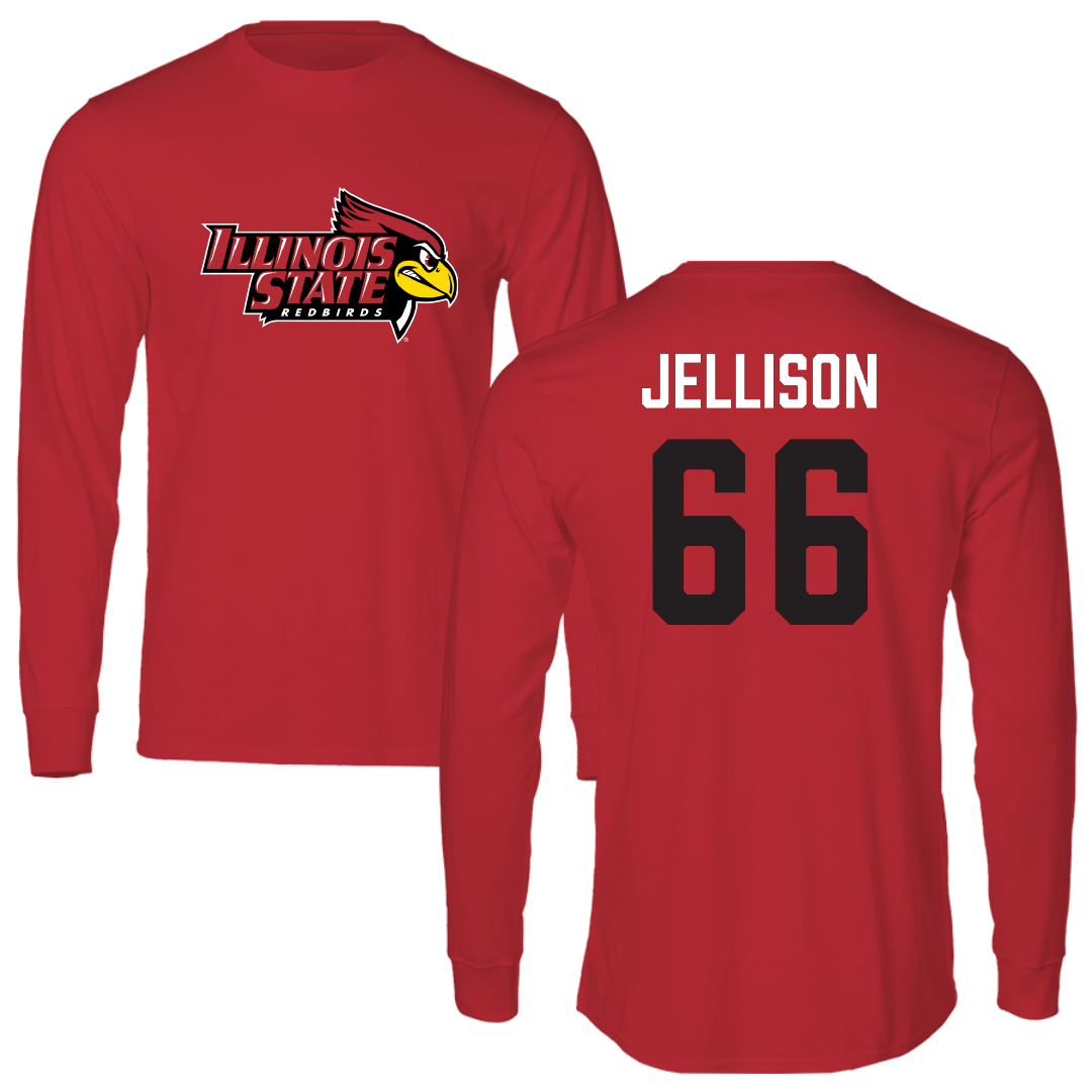 Illinois State University Football Red Redbird Long Sleeve - #66 Brayden Jellison