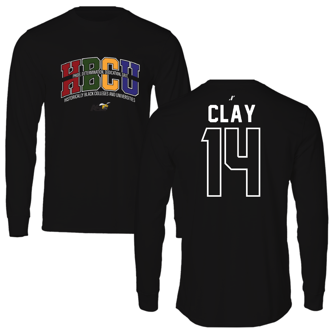 Alabama State University Volleyball Black HBCU Performance Long Sleeve - #14 Kamrynn Clay