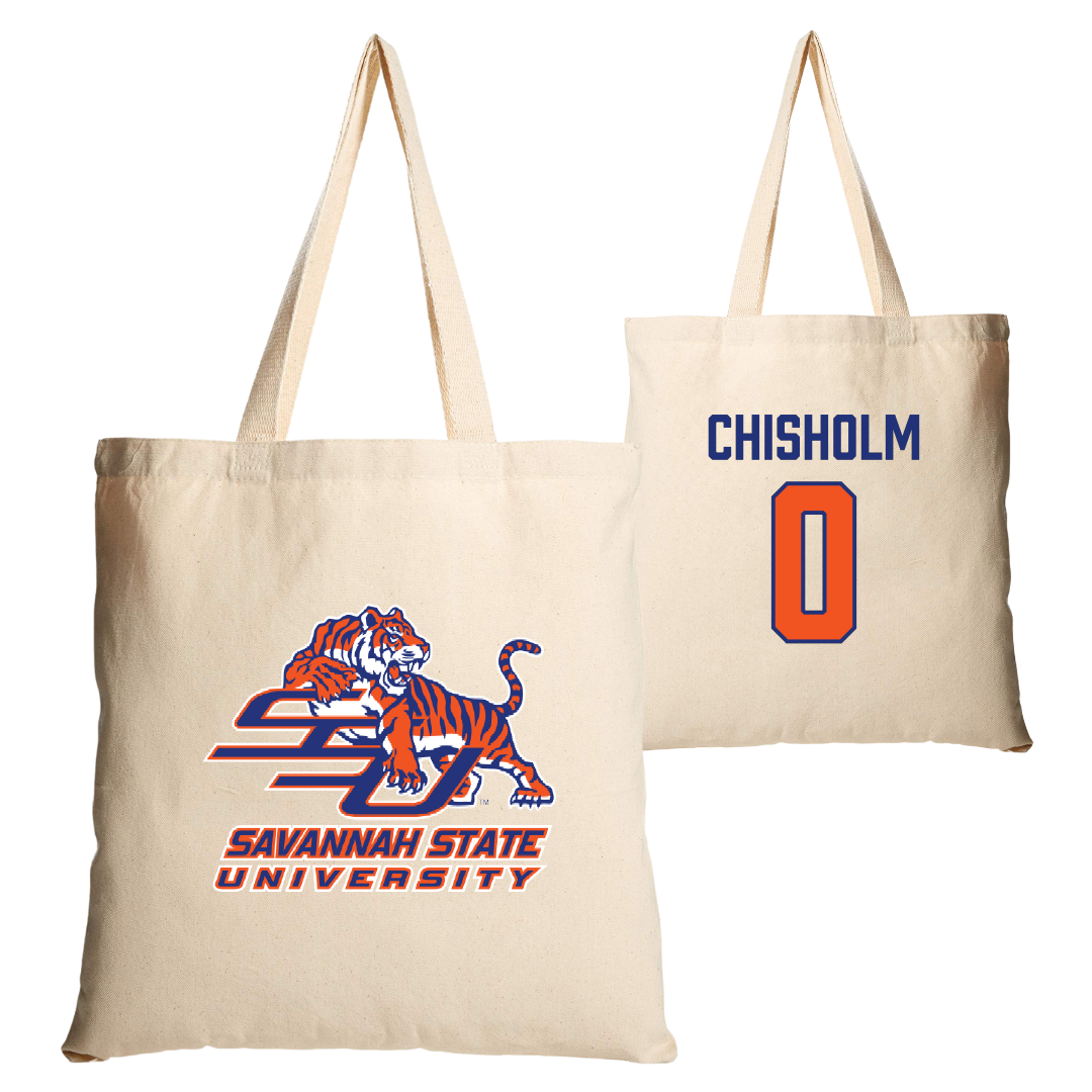 Savannah State University Football Tan Canvas Tote Bag - #0 Nathaniel Chisholm