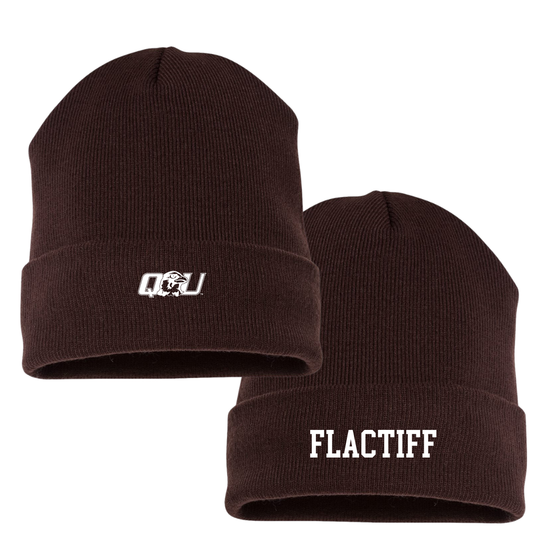 Quincy University Football Brown Beanie - Avery Flactiff