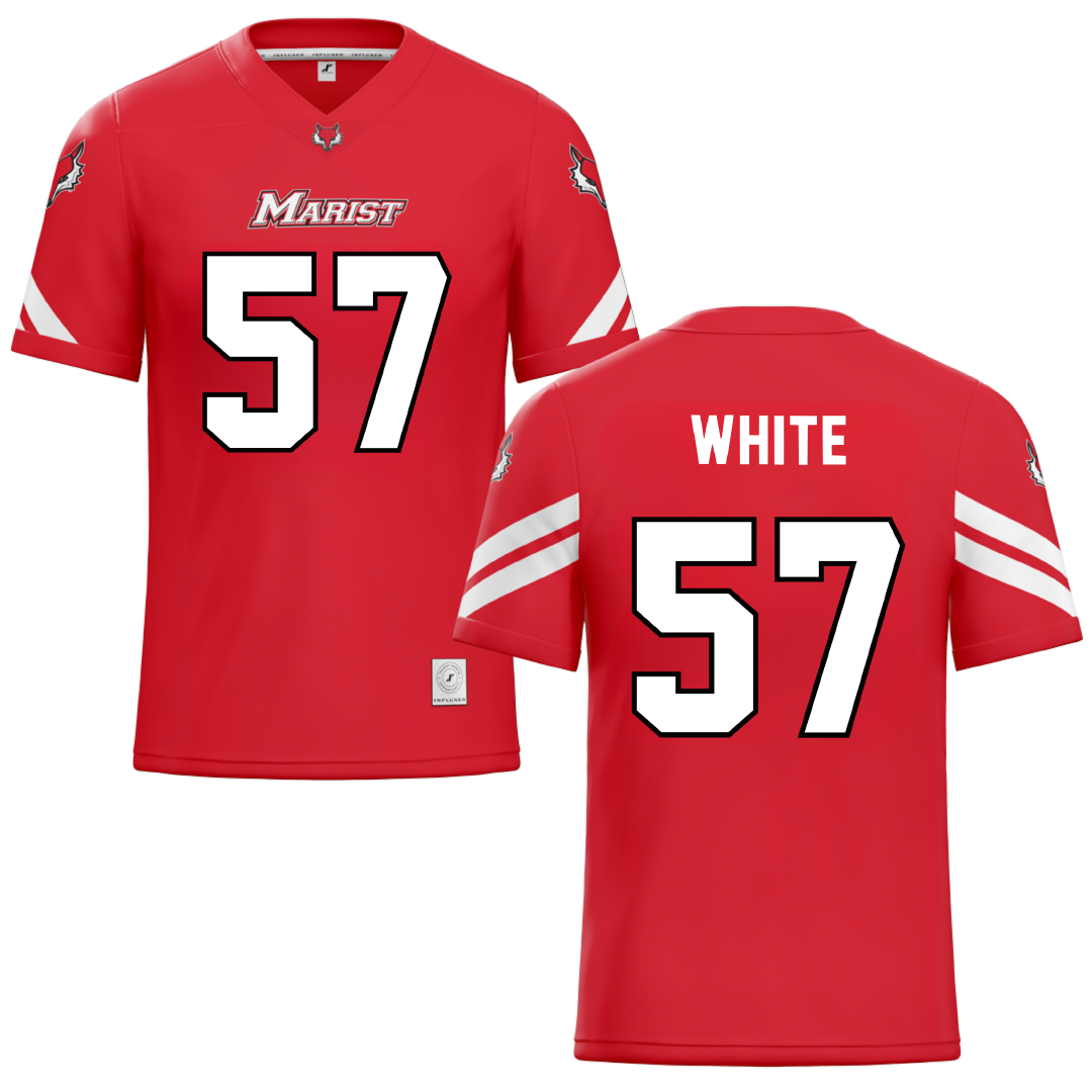 Marist University Red Football Jersey - #57 Aiden White