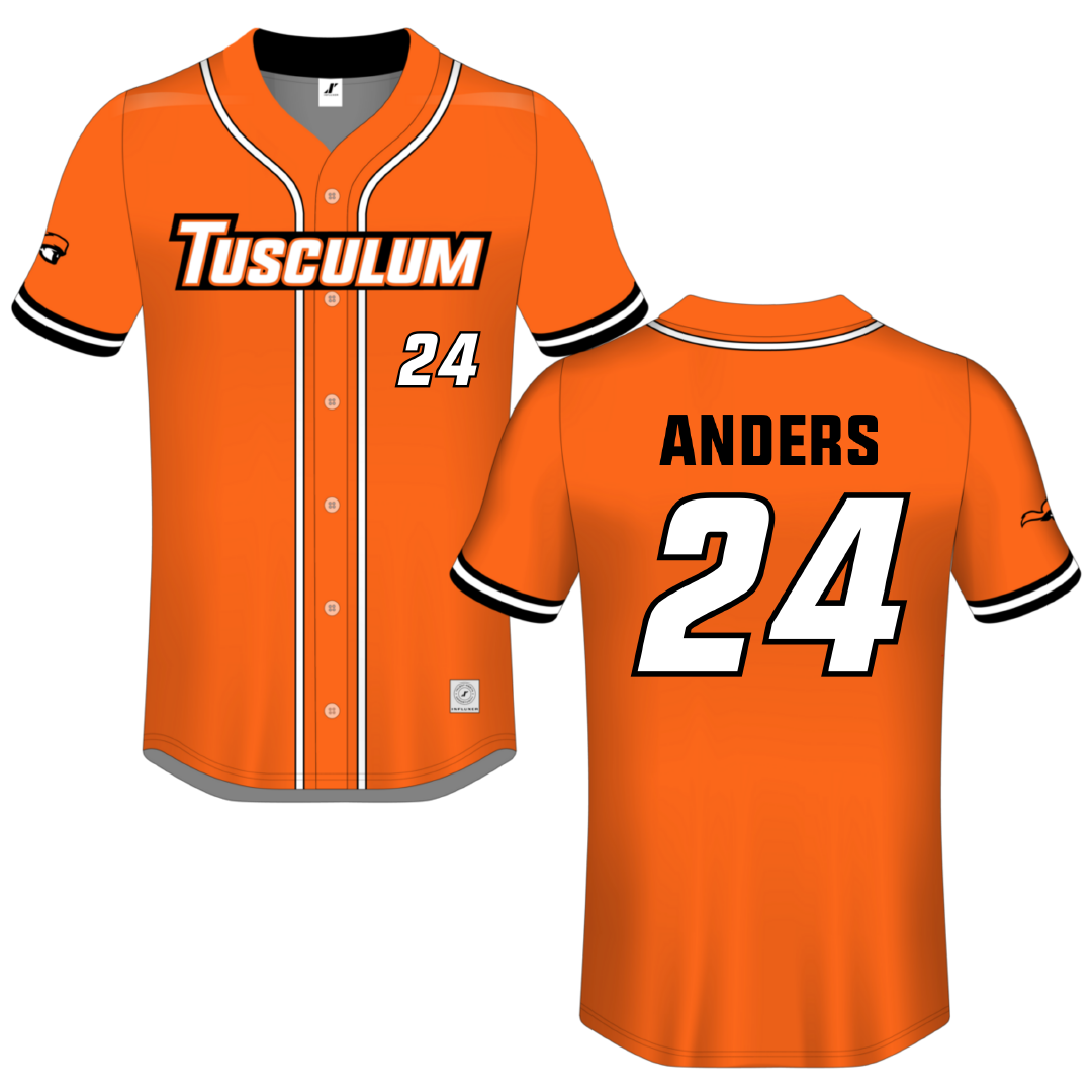 Tusculum University Orange Button-Down Jersey - #24 Brice  Anders