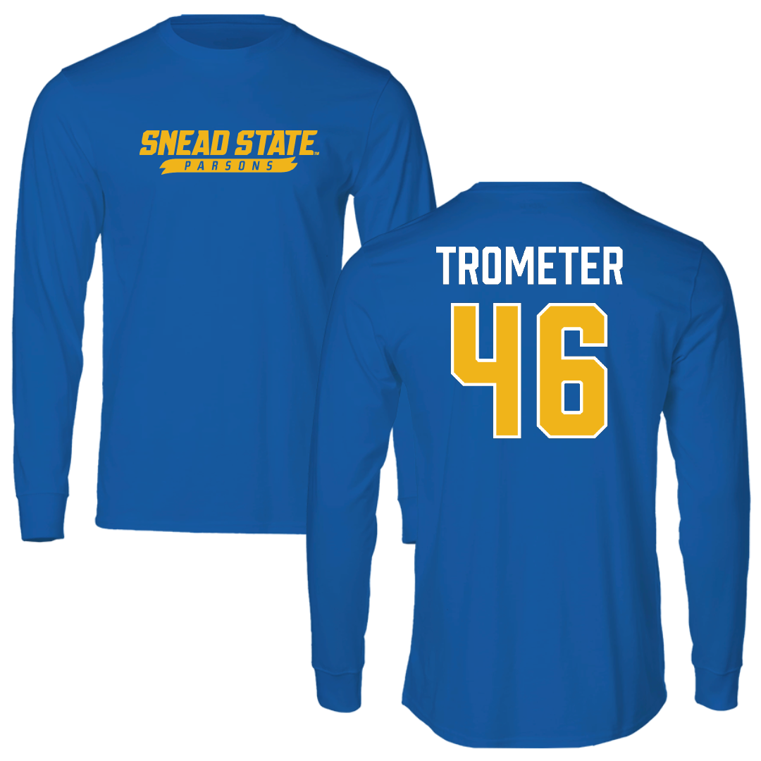 Snead State Community College Baseball Blue Performance Long Sleeve - #46 Justin Trometer