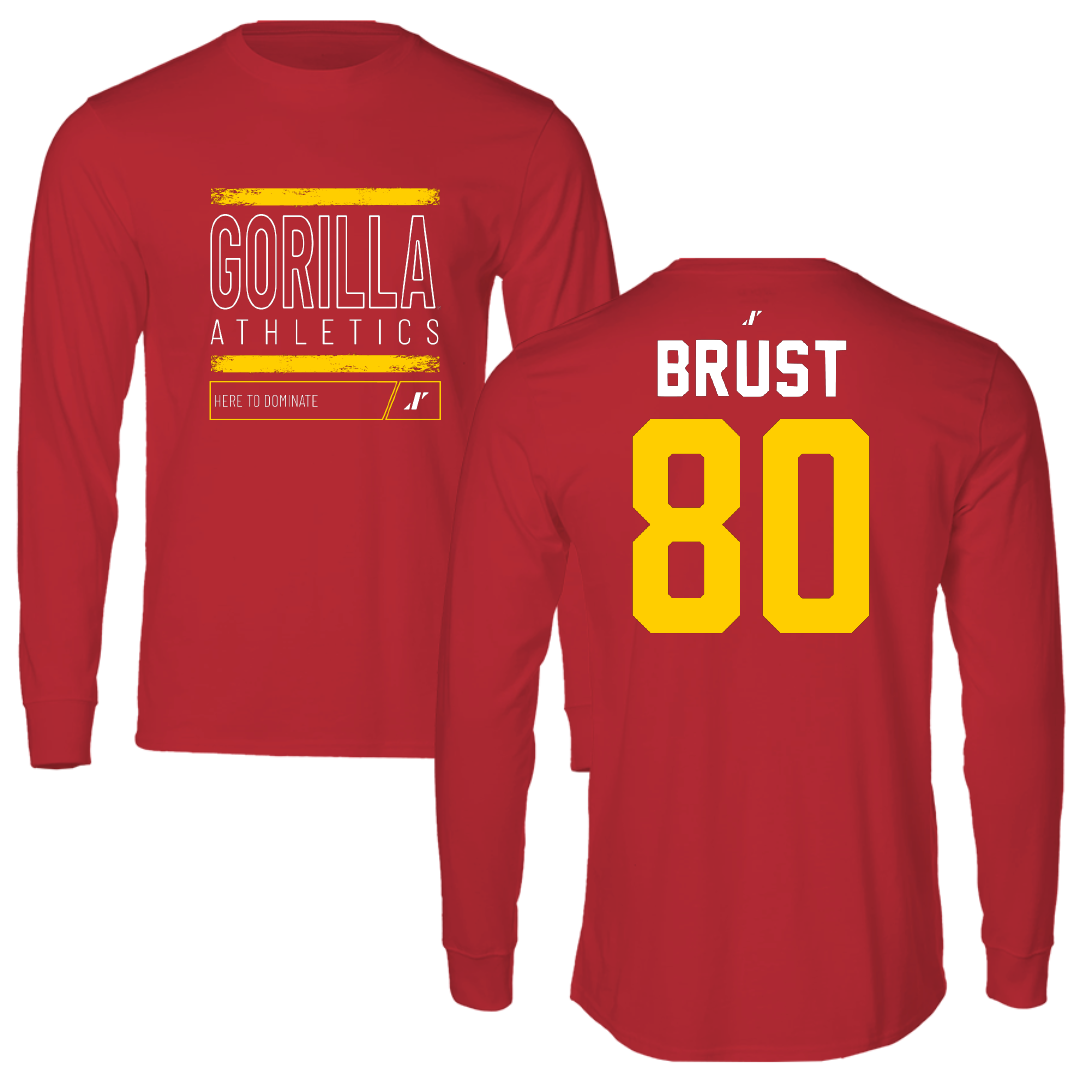 Pittsburg State University Football Red Dominate Performance Long Sleeve - #80 Jaxson Brust