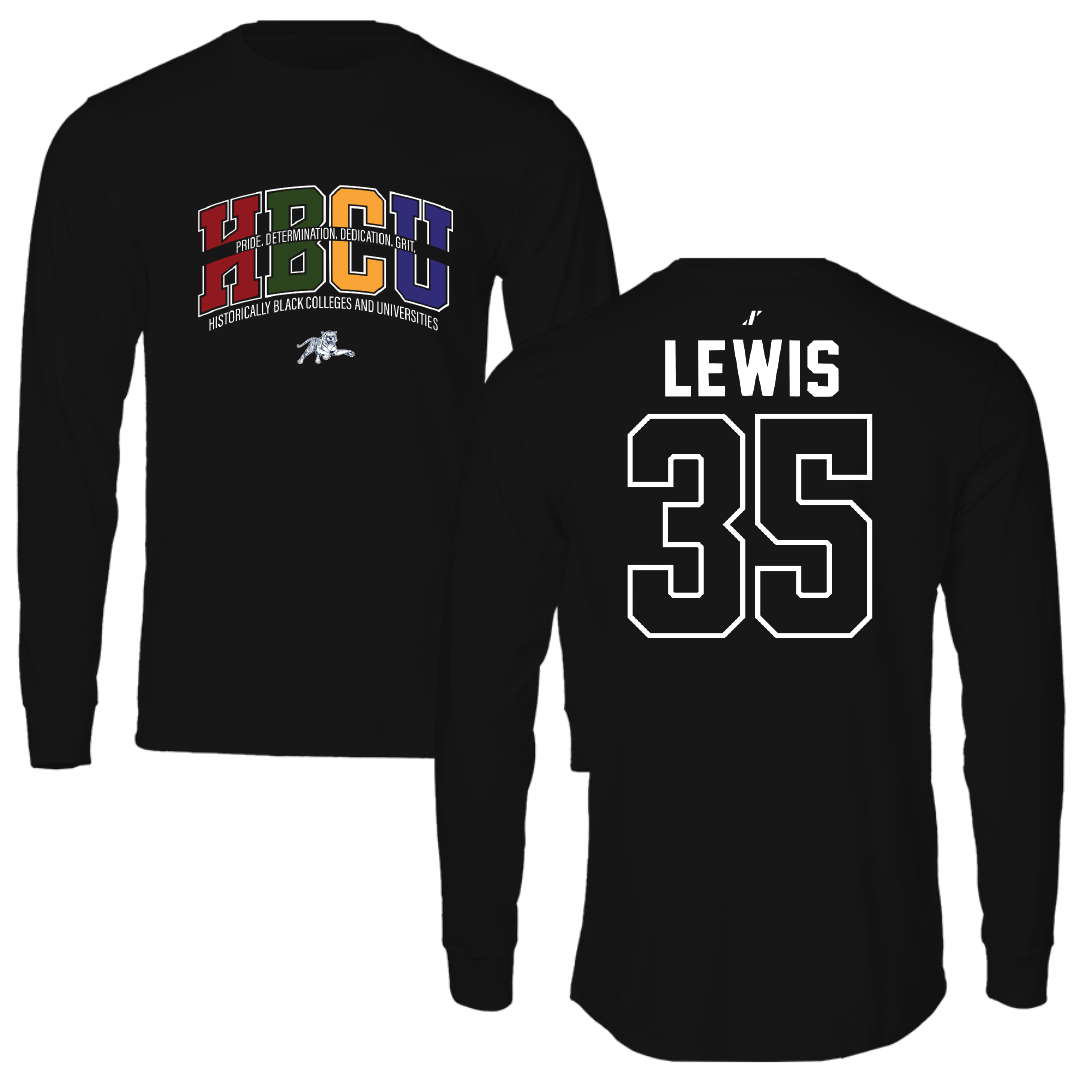 Jackson State University Baseball Black HBCU Performance Long Sleeve - #35 CJ Lewis