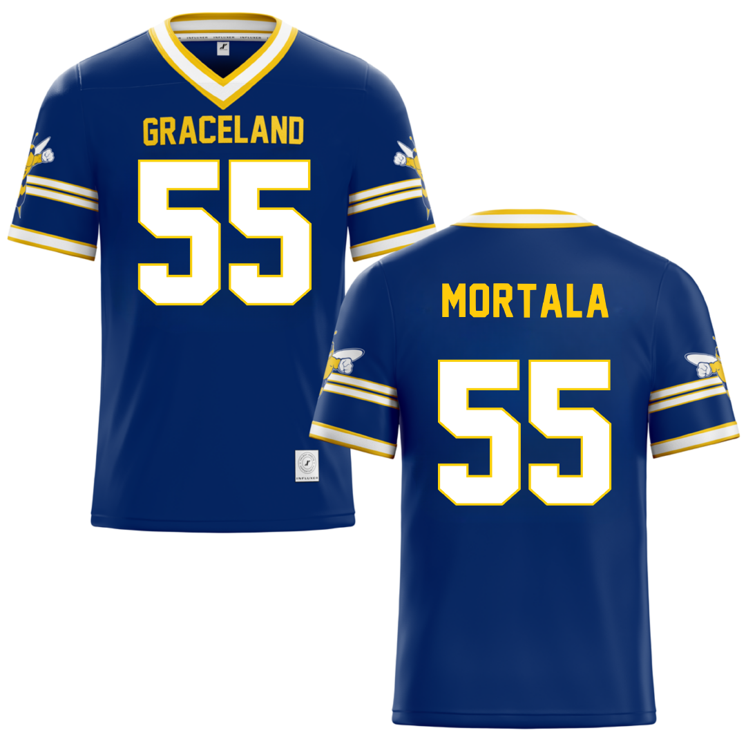 Graceland University Blue Football Jersey - #55 Sushanth Mortala