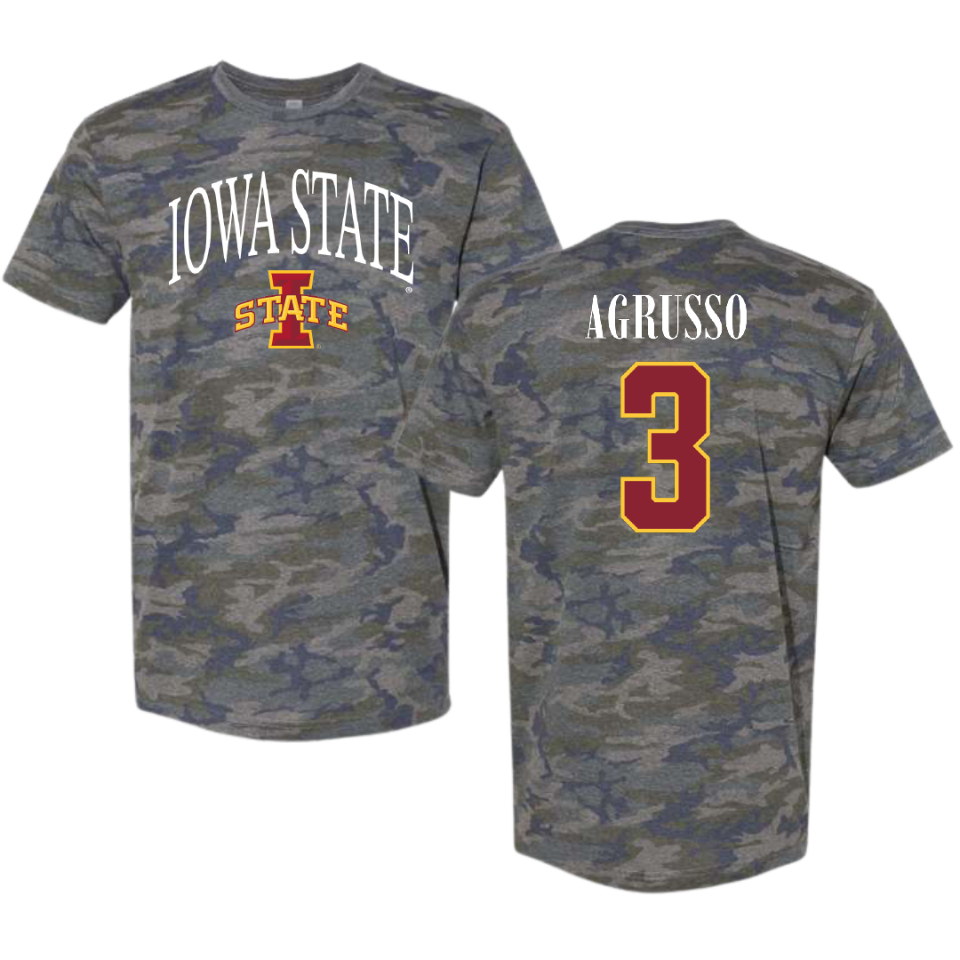 Iowa State University Soccer Vintage Camo Tee - #3 Isabella Agrusso