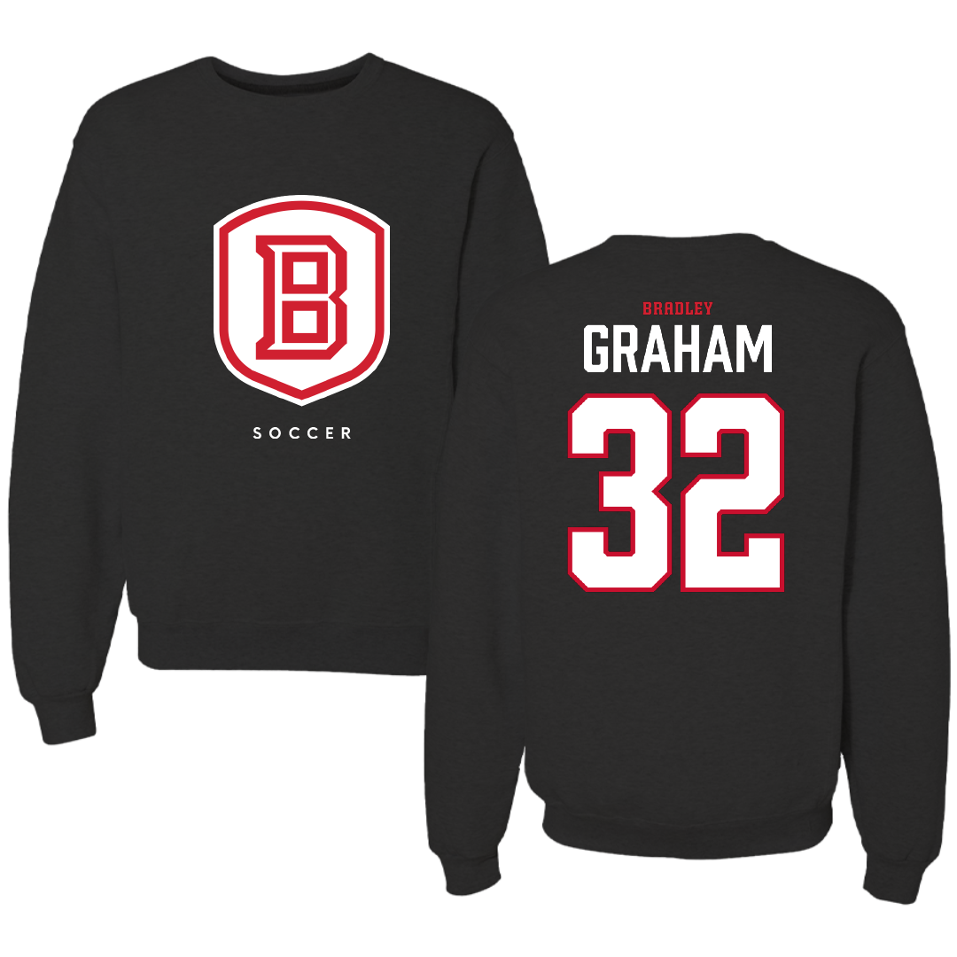 Bradley University Soccer Black Crewneck - #32 Thomas Graham