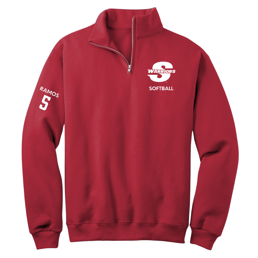 Stanislaus State Softball Red Quarter-Zip - #5 Celine Ramos