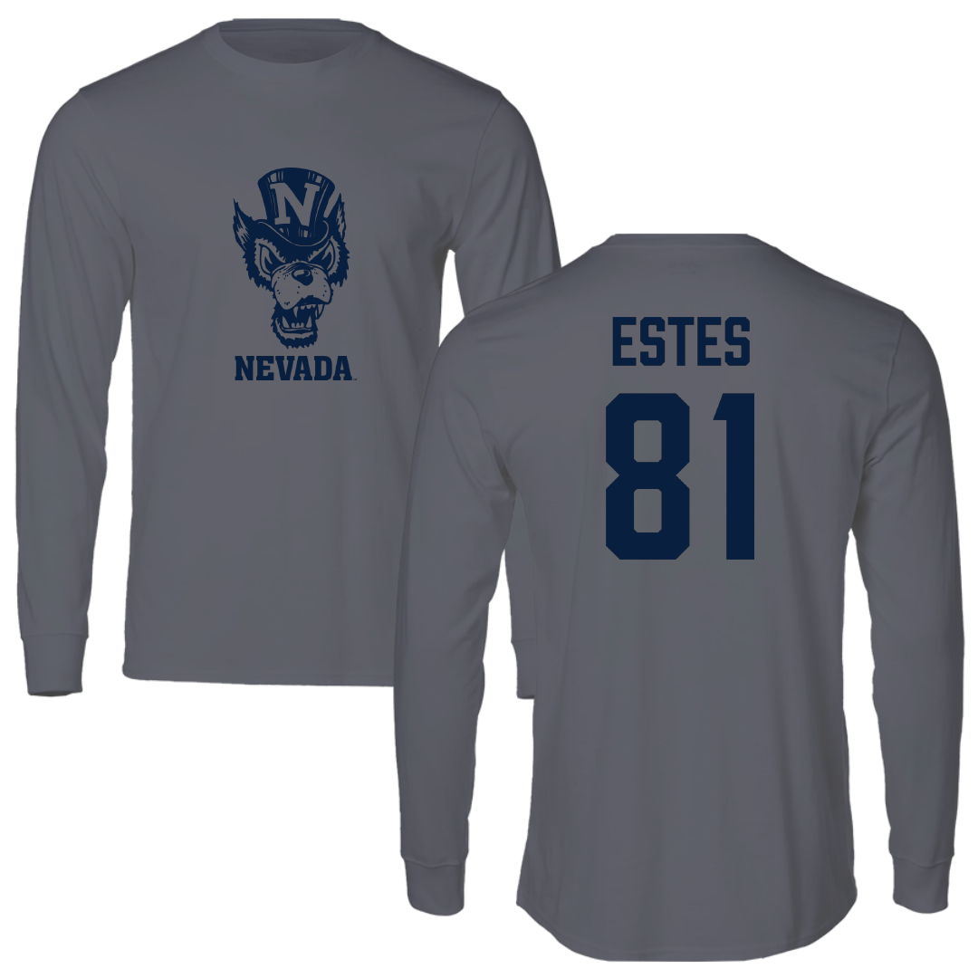 University of Nevada Football Dark Gray Long Sleeve - #81 Trace Estes