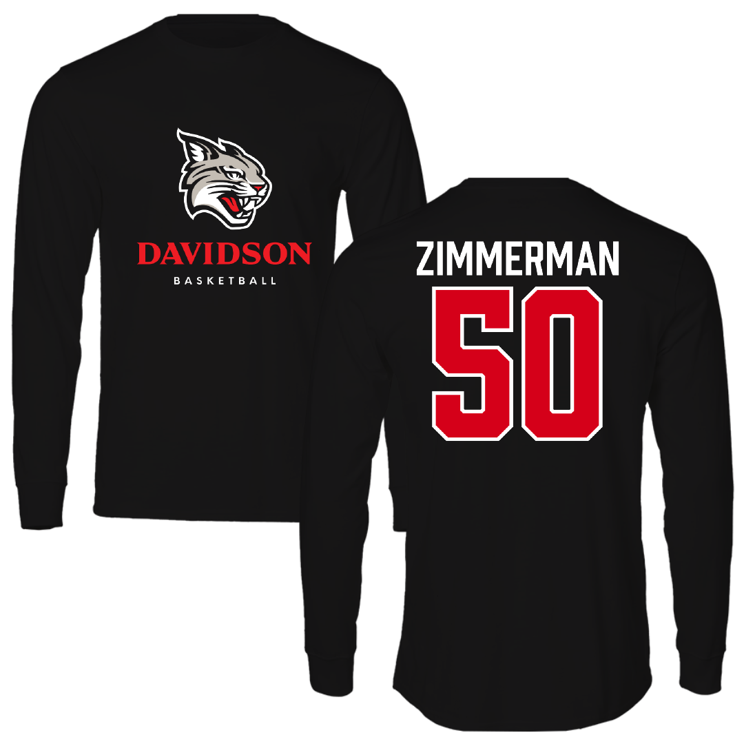 Davidson College Basketball Black Performance Long Sleeve - #50 Luke Zimmerman