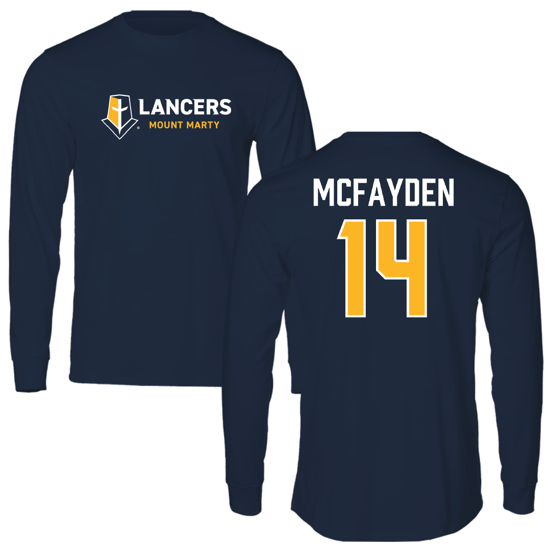 Mount Marty University Basketball (M) Navy Performance Long Sleeve - #14 Preston McFayden