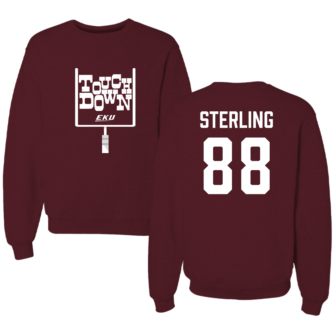 Eastern Kentucky University Football Maroon Touchdown Crewneck - #88 Darius Sterling
