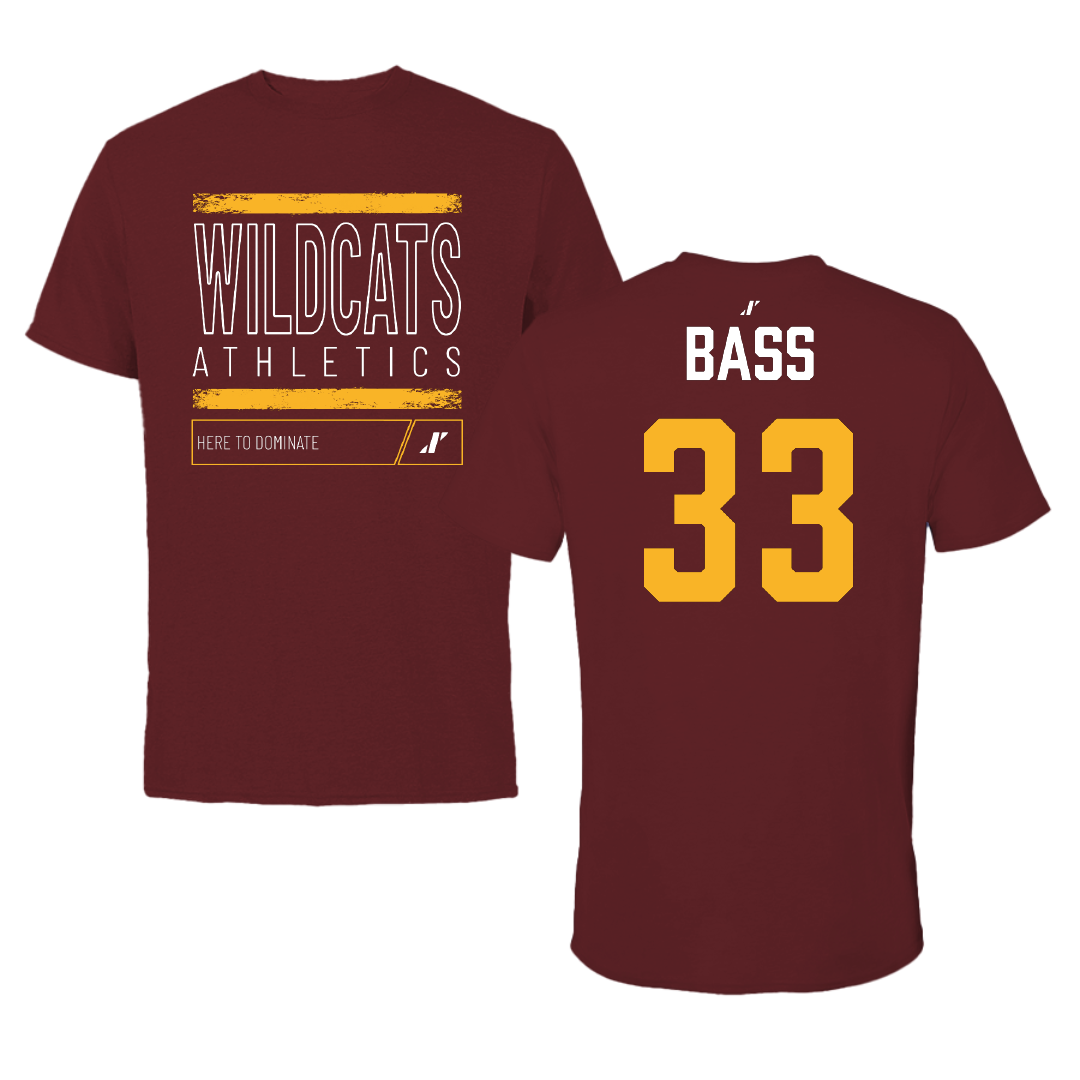 Bethune-Cookman University Football Maroon Dominate Tee - #33 Cornelious Bass