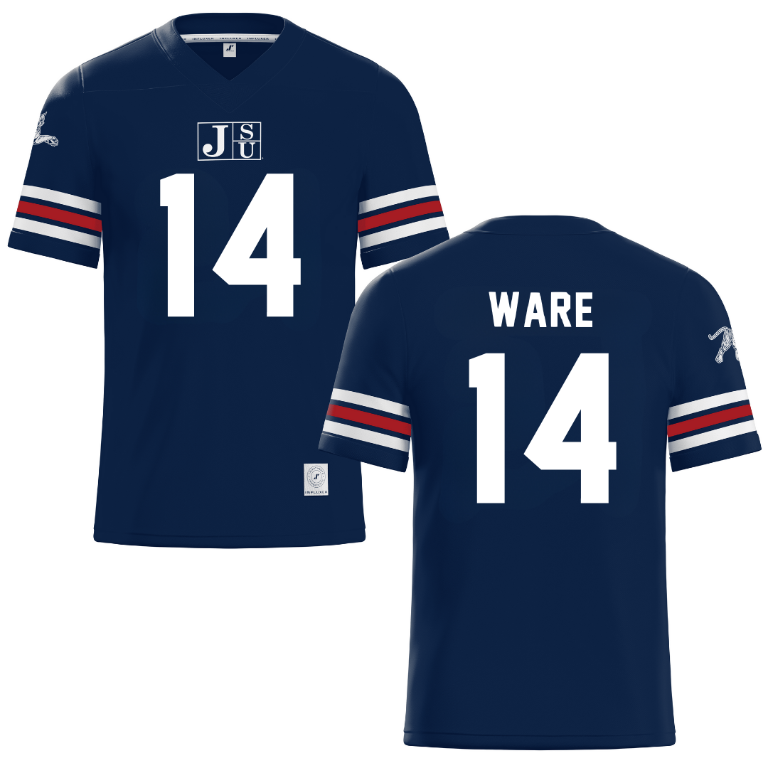 Jackson State University Navy Football Jersey - #14 Jaylan Ware