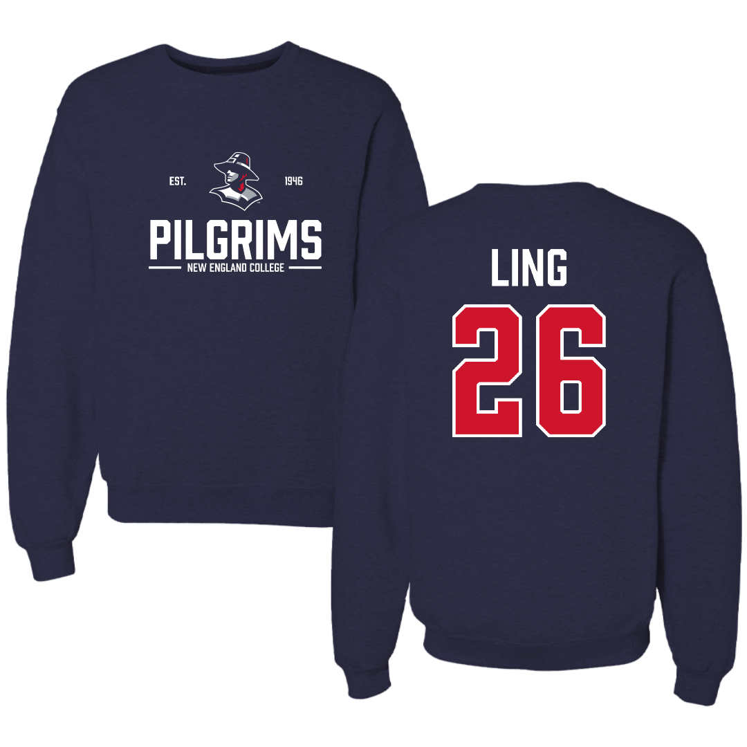New England College Ice Hockey (M) Navy General Crewneck - #26 Bates Ling