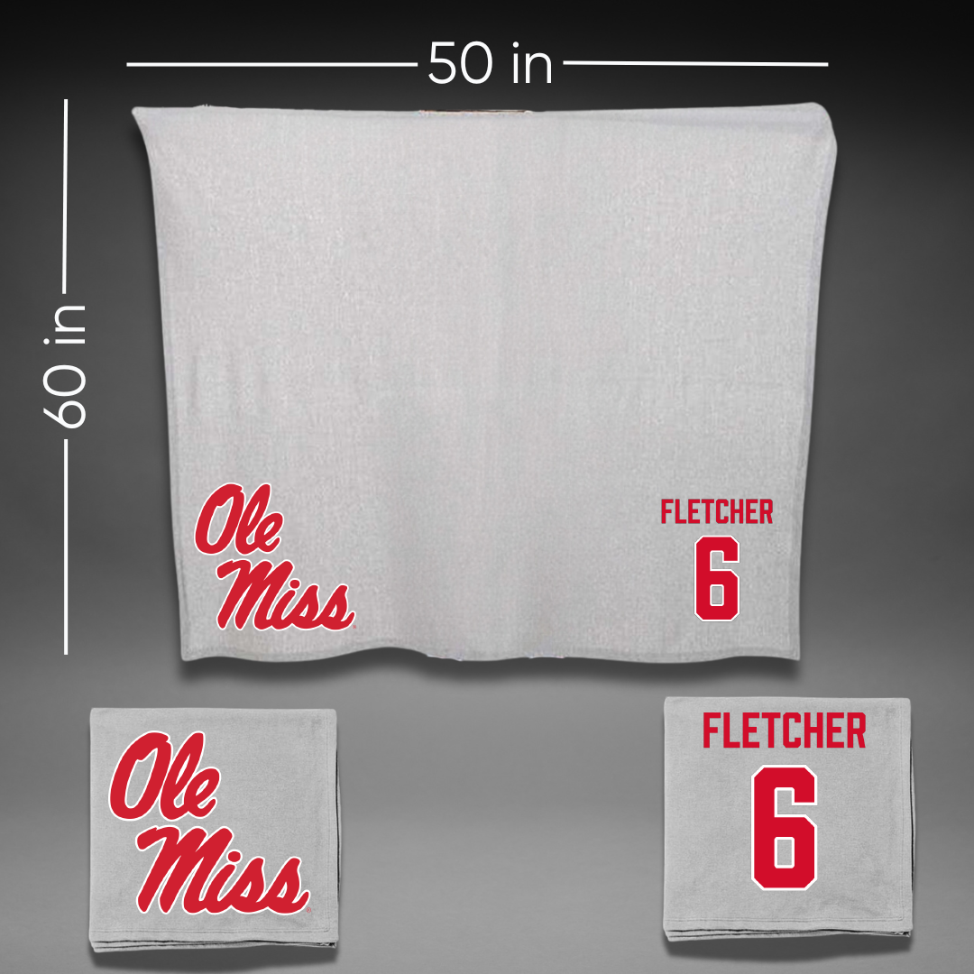 Ole Miss Football Gray Blanket - #6 Ricky Fletcher