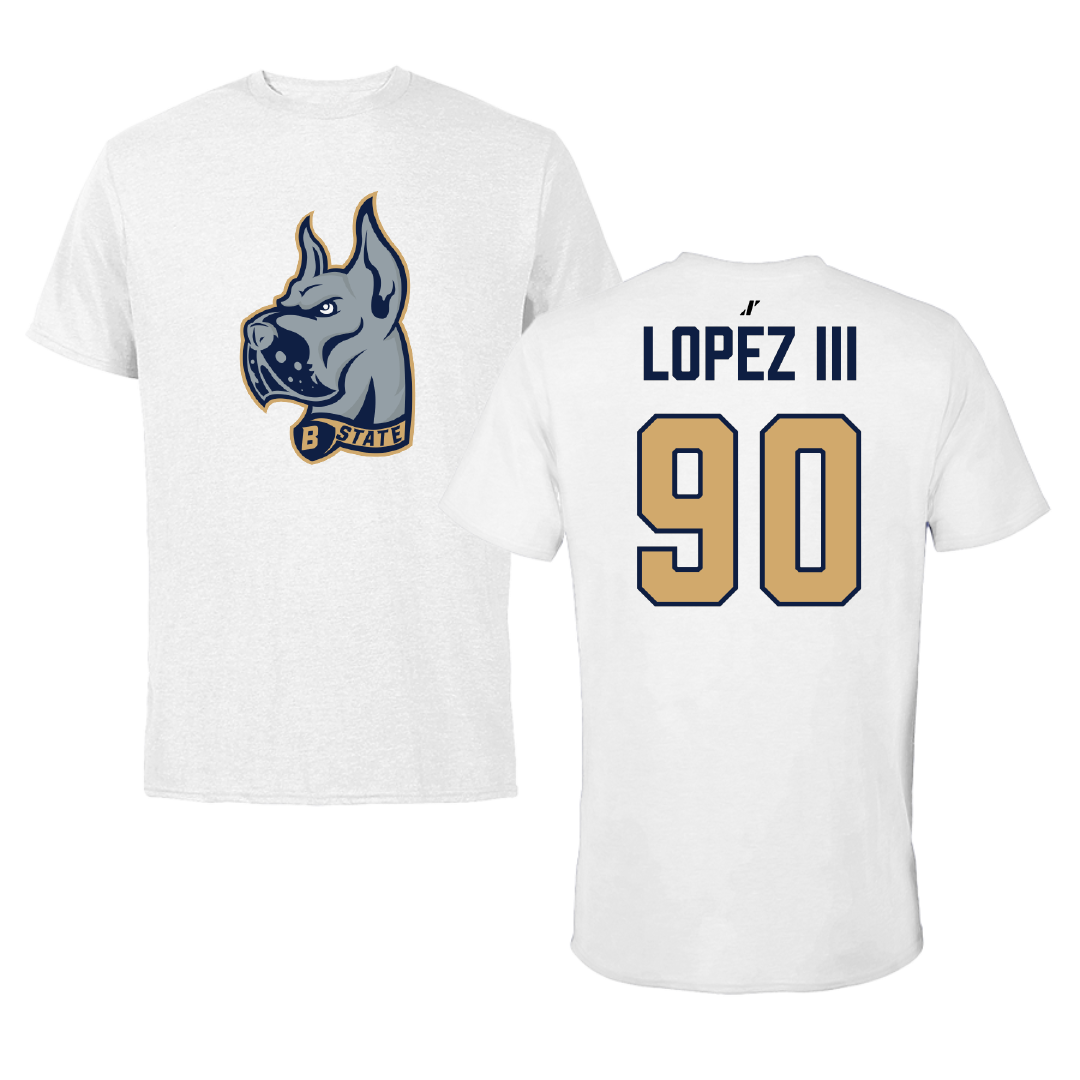 Bluefield State University Football White Performance Tee - #90 Omar Lopez III