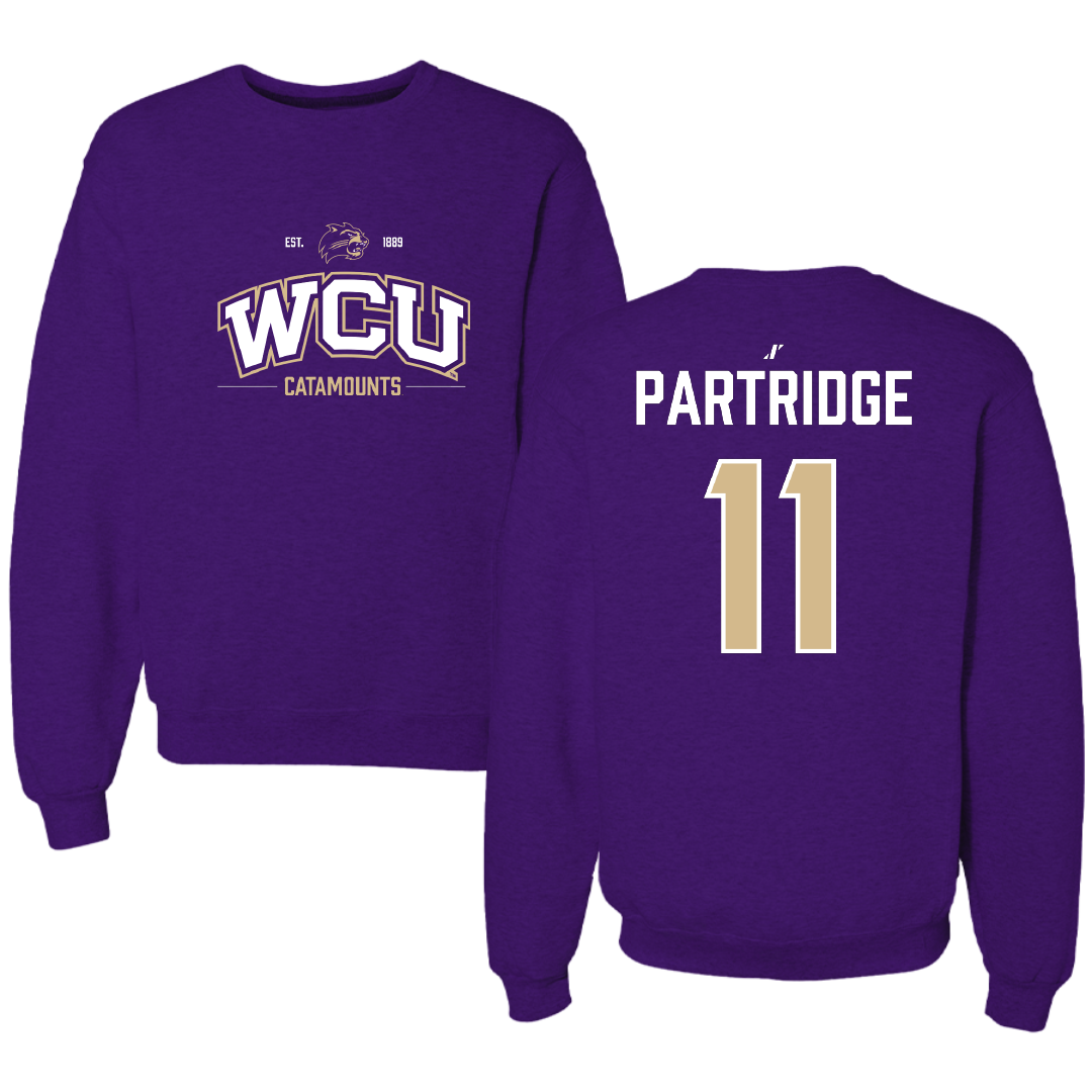 Western Carolina University Football Purple General Crewneck - #11 Kenyon Partridge