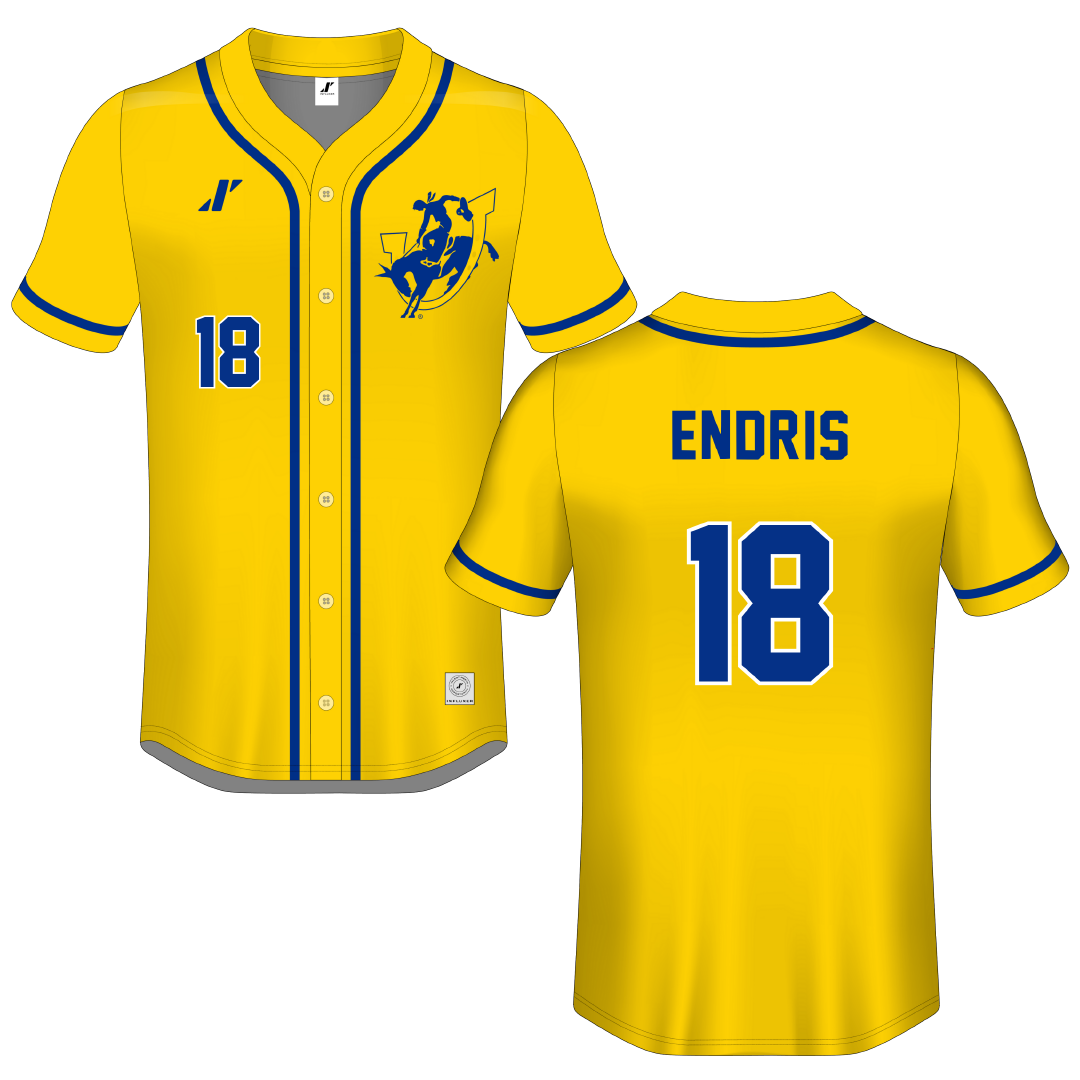 Southern Arkansas University Gold Button-Down Jersey - #18 Paris Endris