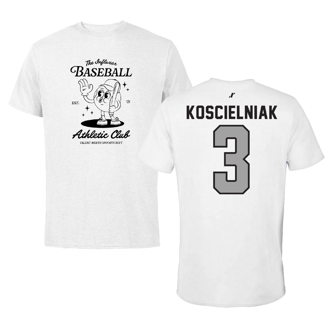 Baseball White Influxer Athletic Club Tee - #3 Steven Koscielniak