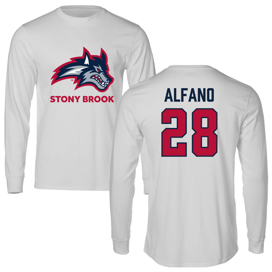 Stony Brook University Softball Light Gray Long Sleeve - #28 Josie Alfano