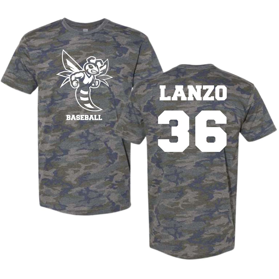 Emory & Henry College Baseball Vintage Camo Tee - #36 Drew Lanzo