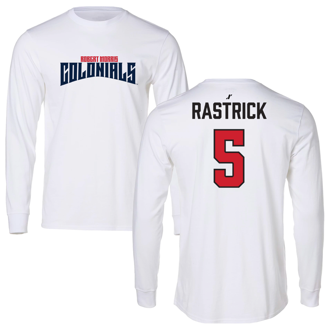 Robert Morris University Soccer (M) White Classic Long Sleeve - #5 Noah Rastrick