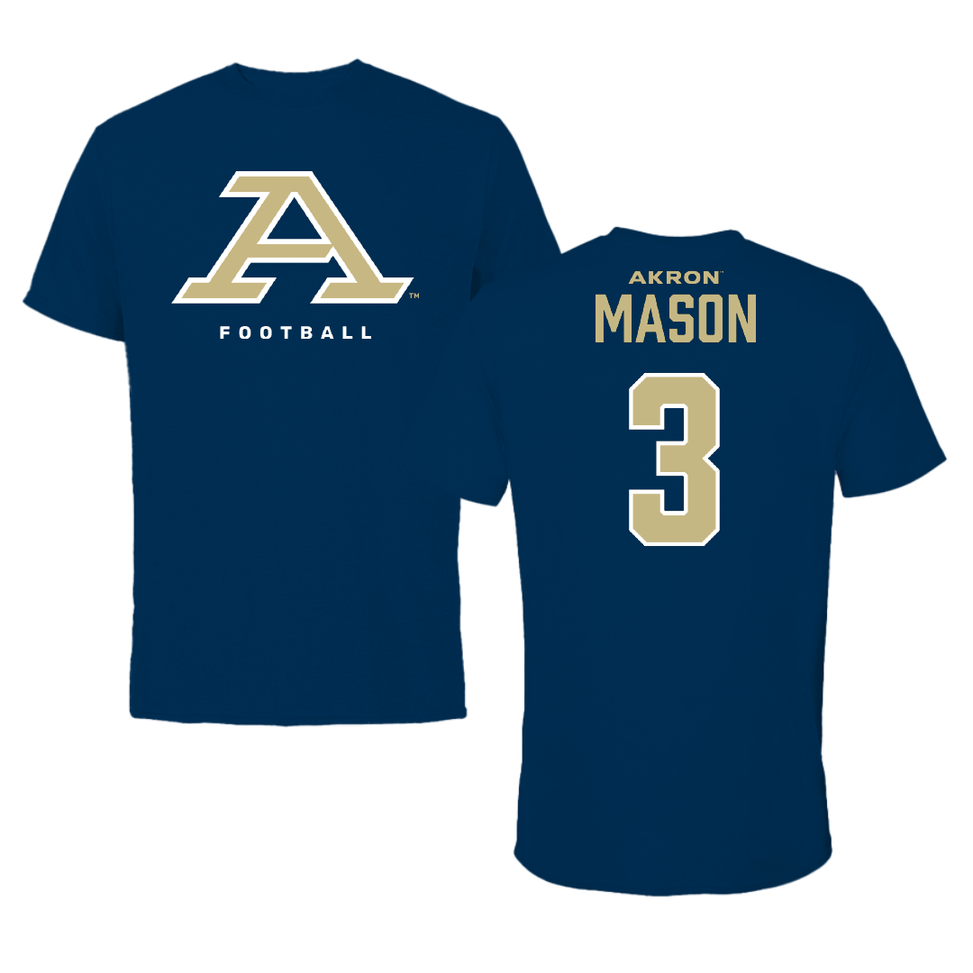 University of Akron Football Navy Performance Tee - #3 Kyan Mason