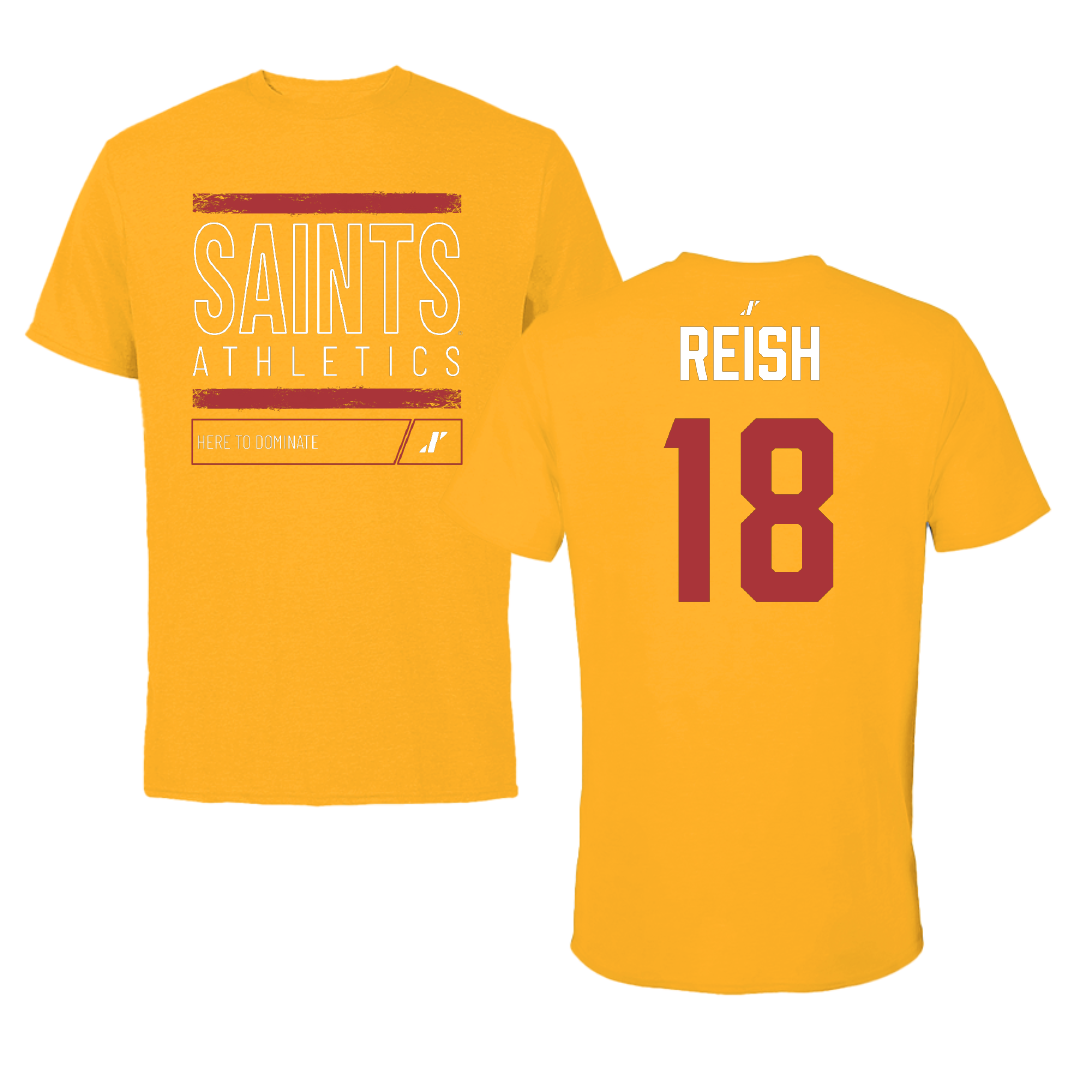 Flagler College Baseball Gold Dominate Tee - #18 Cael Reish
