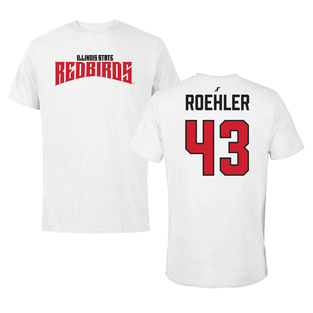 Illinois State University Baseball White Classic Tee - #43 Trenton Roehler