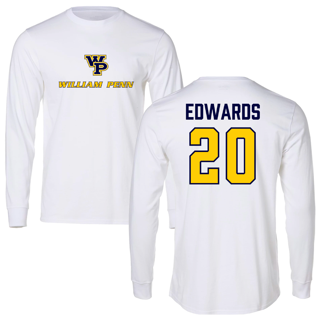 William Penn University Basketball (M) White Performance Long Sleeve - #20 Andrew Edwards
