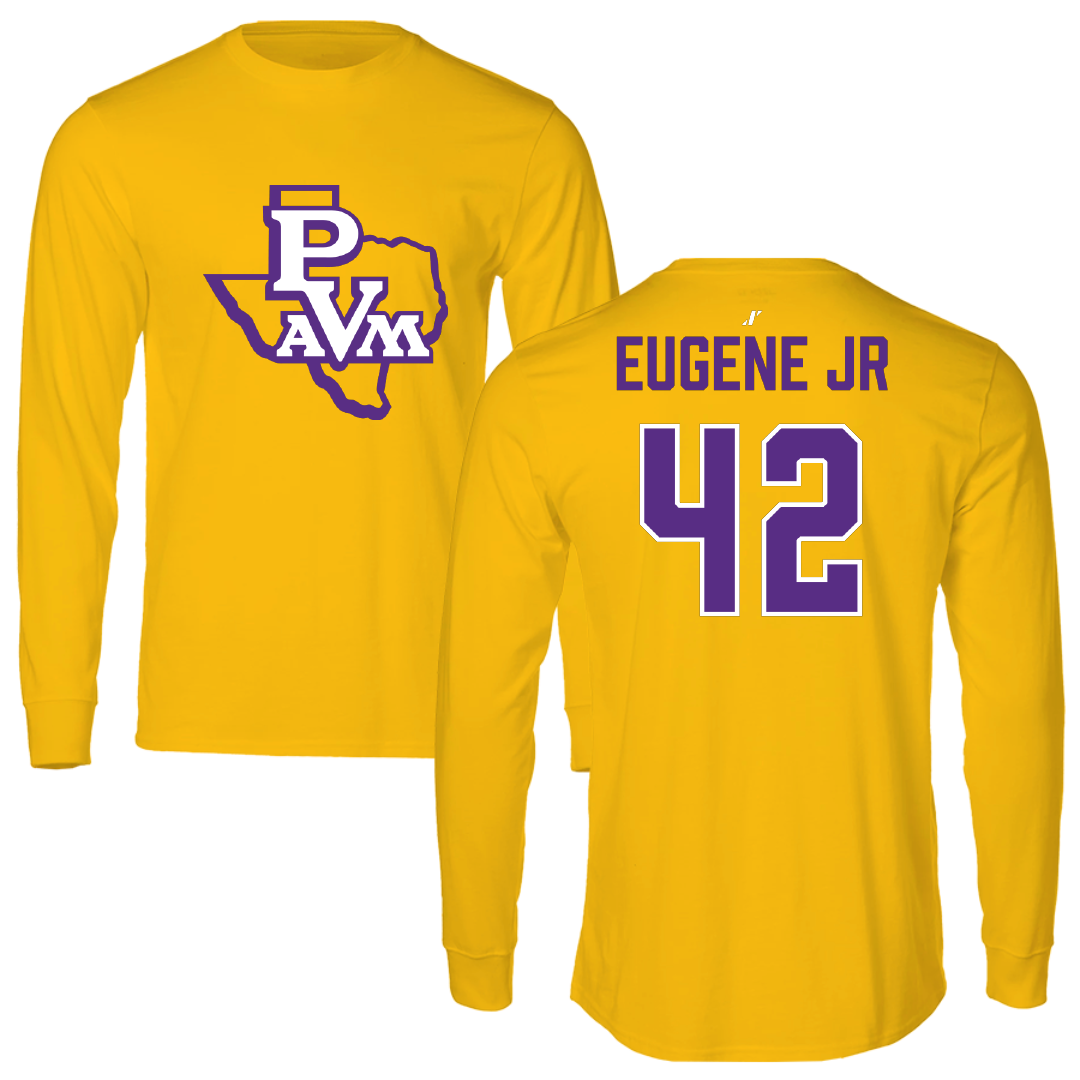 Prairie View A&M University Football Gold Performance Long Sleeve - #42 Mandel Eugene jr