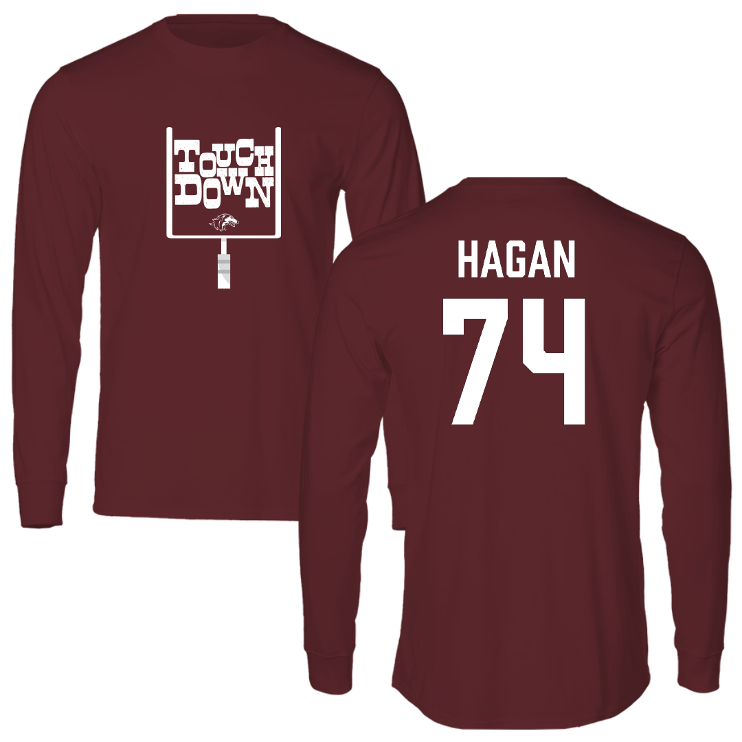 Southern Illinois University at Carbondale Football Maroon Touchdown Performance Long Sleeve - #74 Harris Hagan