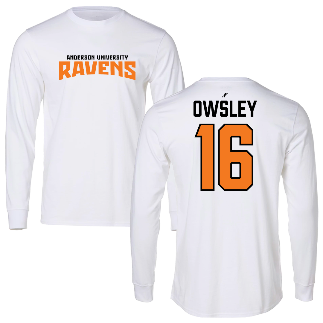 Anderson University (Indiana) Baseball White Classic Long Sleeve - #16 Gavin Owsley