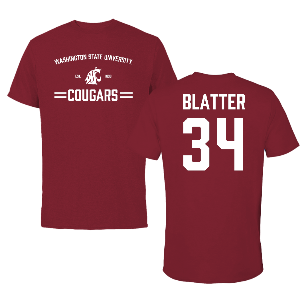 Washington State University Baseball Cardinal General Tee - #34 Brock Blatter