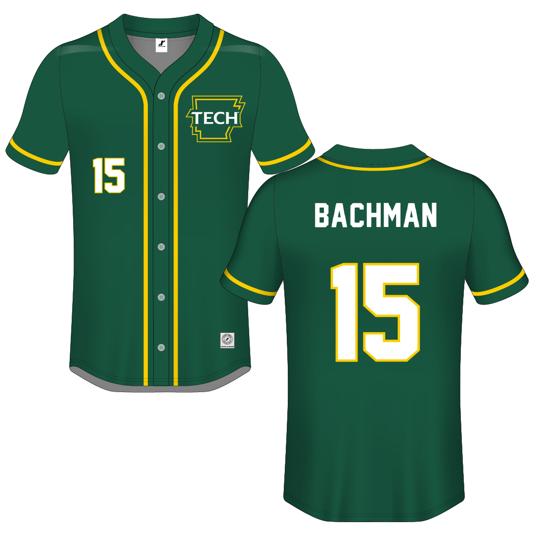 Arkansas Tech University Green Button-Down Jersey - #15 Kailer Bachman