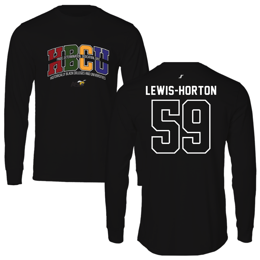 Alabama State University Football Black HBCU Performance Long Sleeve - #59 Jaland Lewis-Horton