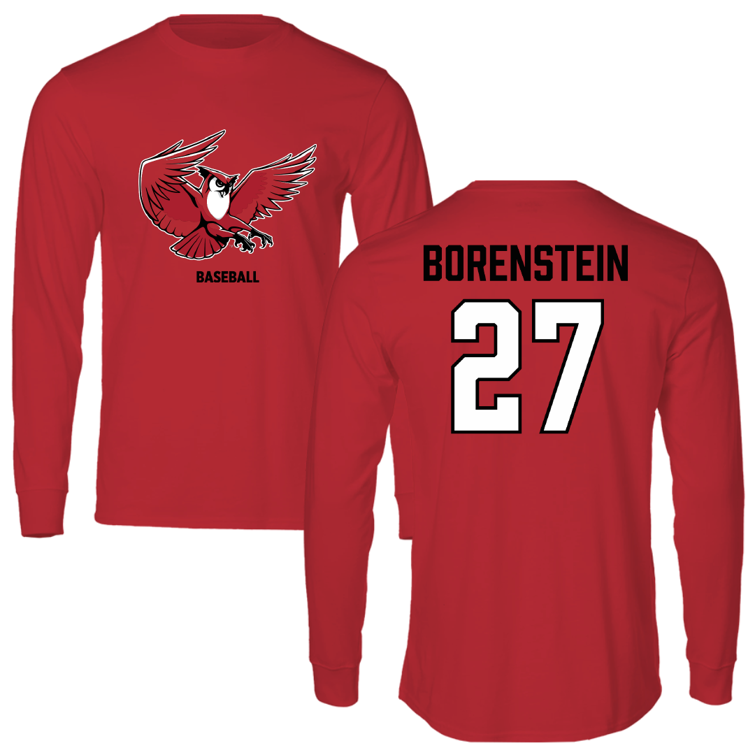 Keene State College Baseball Red Performance Long Sleeve - #27 Emmett Borenstein