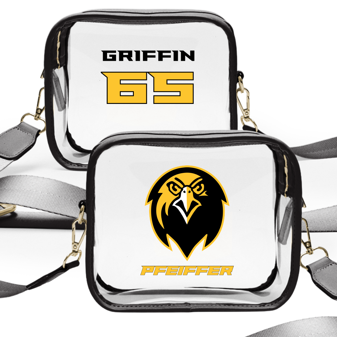 Pfeiffer University Baseball Black Clear Stadium Bag - #65 Conner Griffin