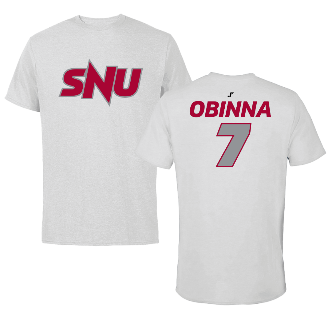 Southern Nazarene University Football Light Gray Tee - #7 Emmanuel Obinna