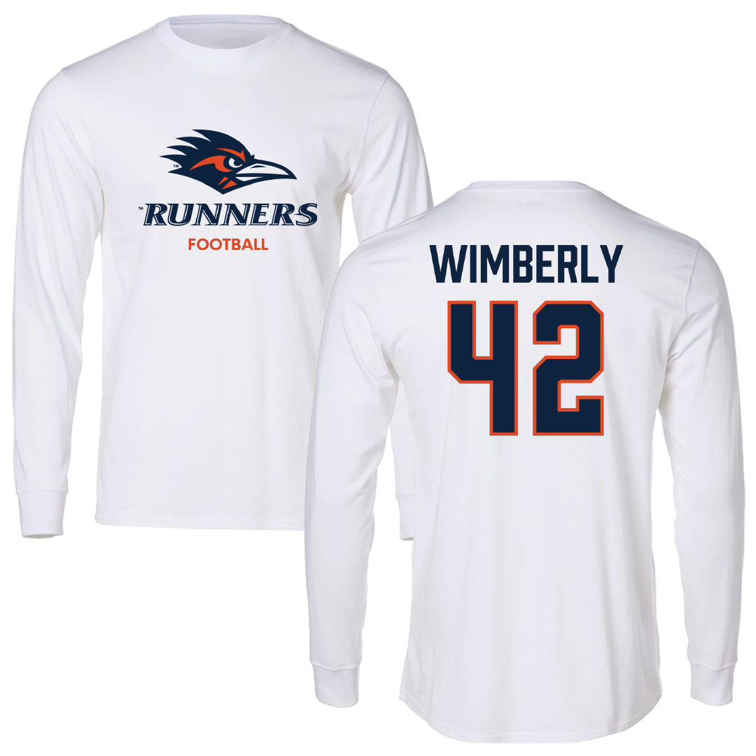 University of Texas at San Antonio Football White Performance Long Sleeve - #42 Daemian Wimberly