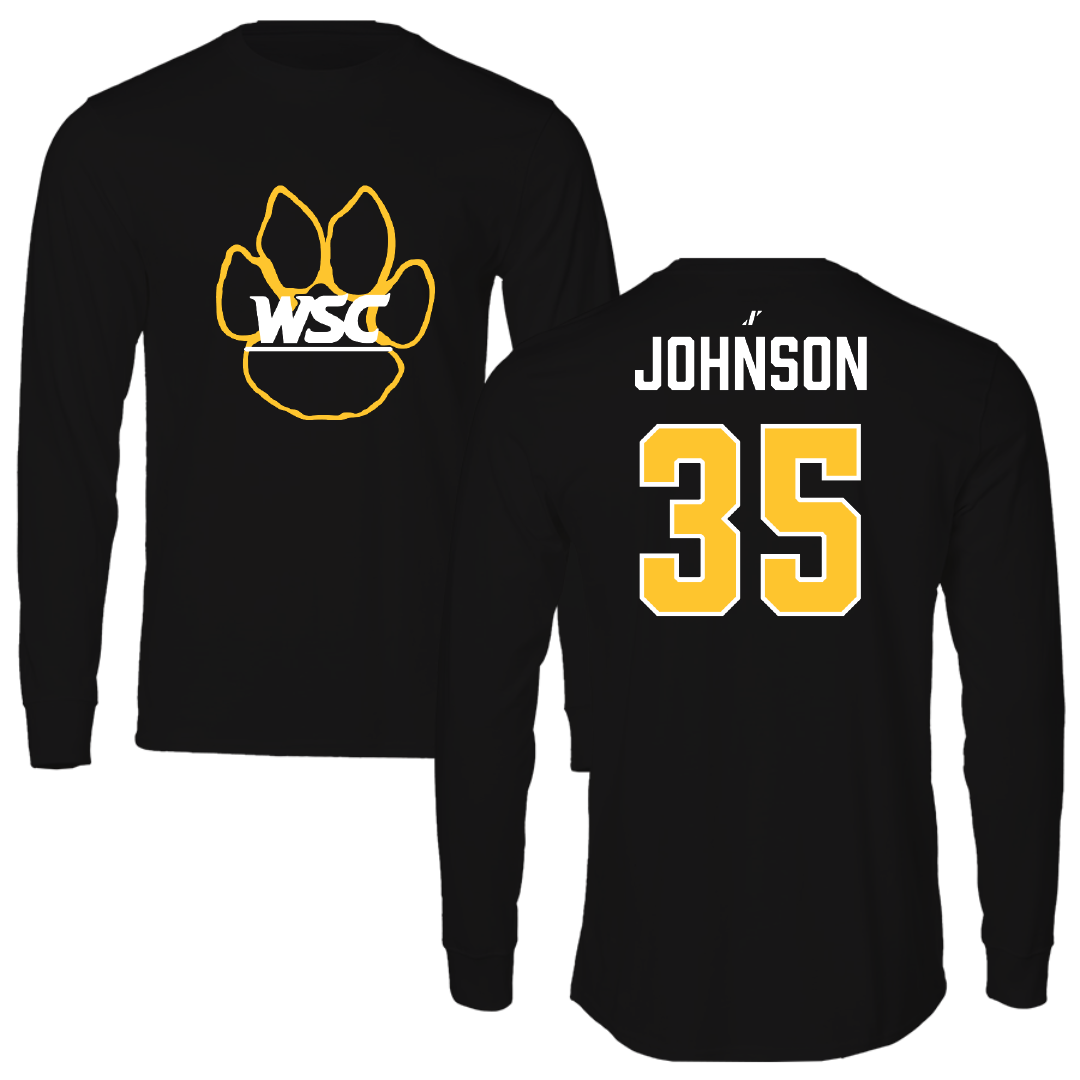 Wayne State College (Nebraska) Football Black Performance Long Sleeve - #35 Luke Johnson