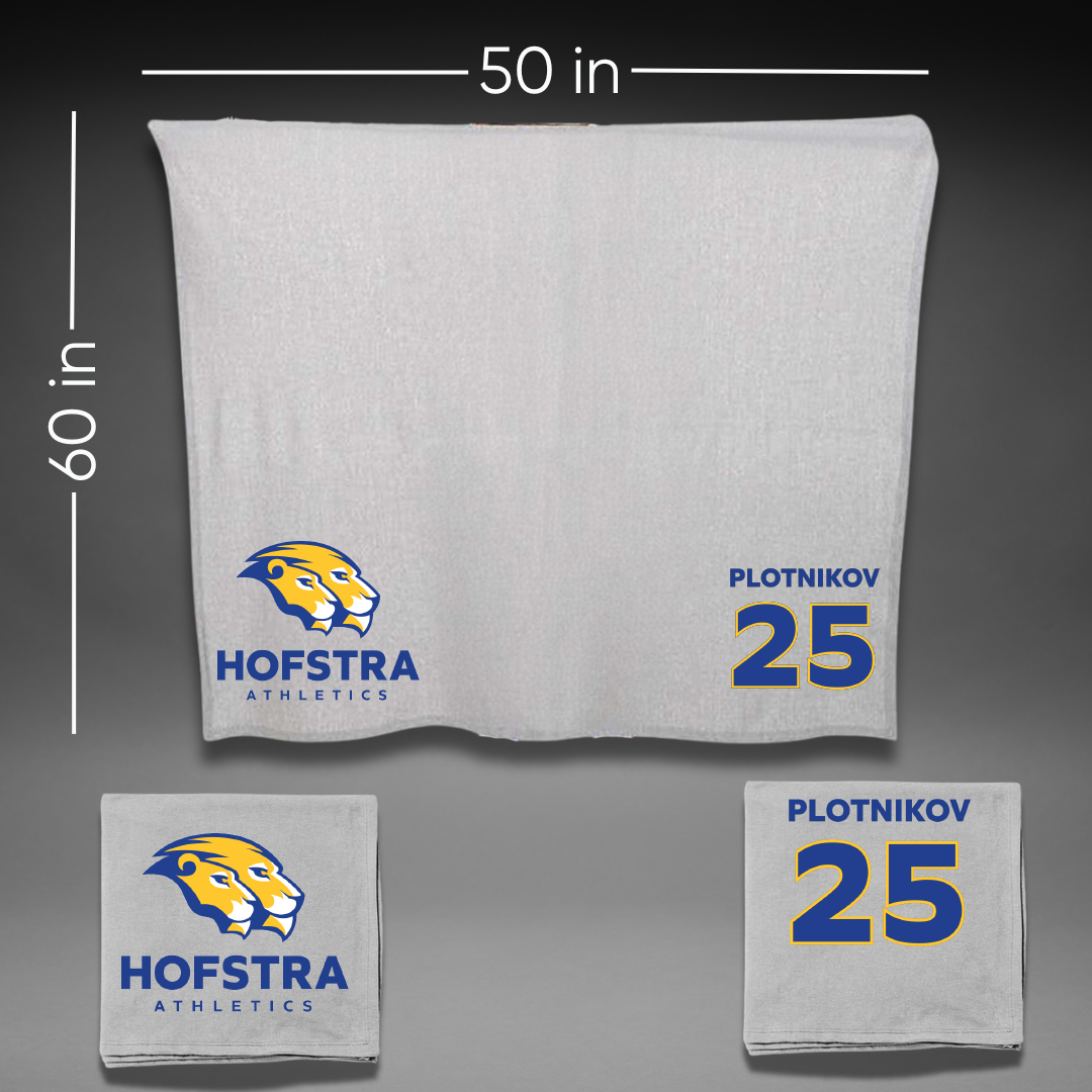 Hofstra University Basketball (M) Gray Blanket - #25 German Plotnikov