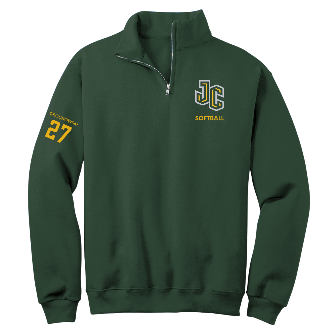 New Jersey City University Softball Forest Green Quarter-Zip - #27 Emma Grochowski