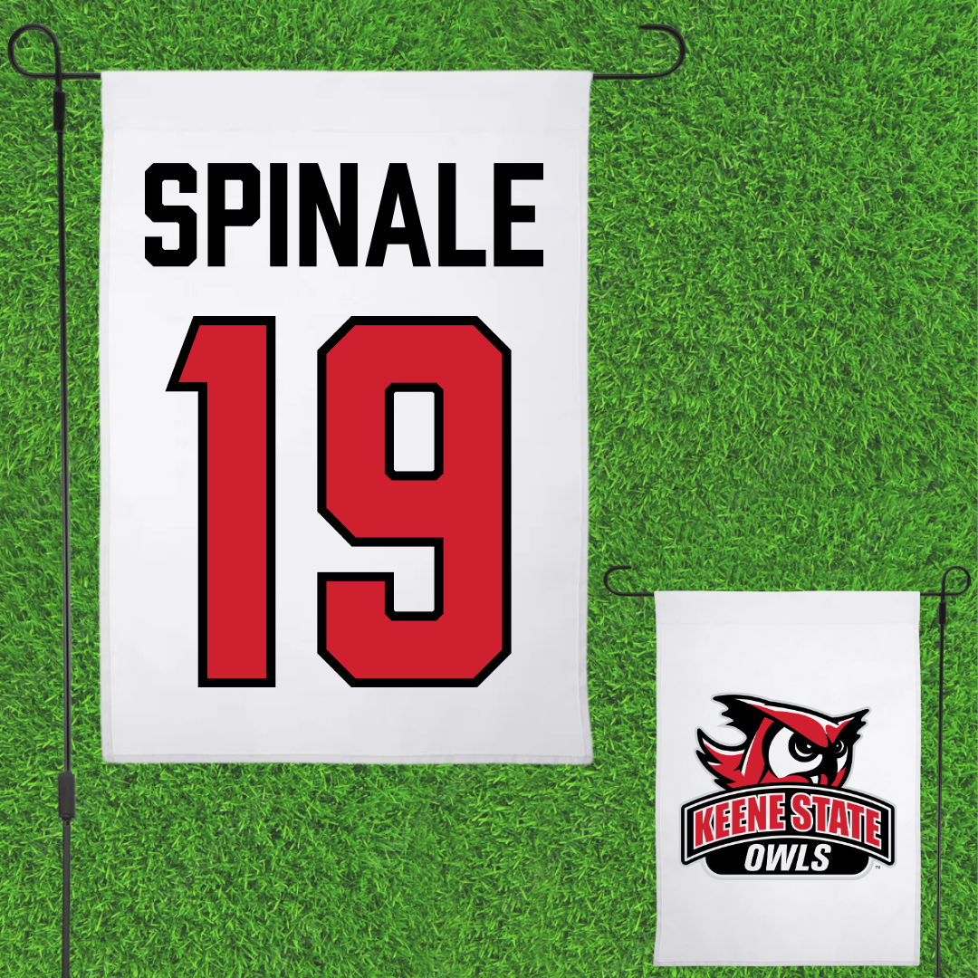 Keene State College Ice Hockey (W) White Garden Flag - #19 Emerson Spinale
