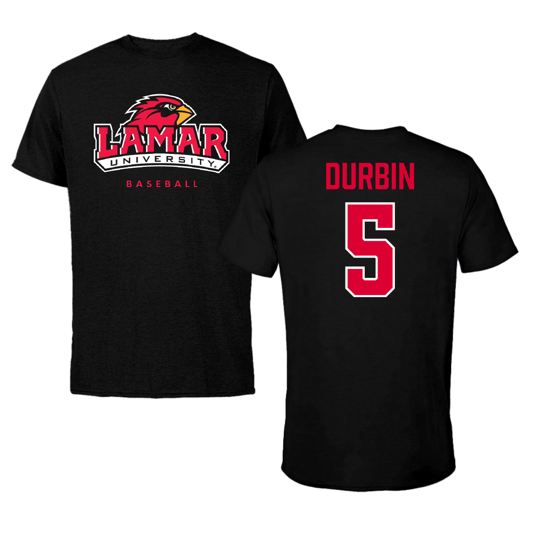Lamar University Baseball Black Tee - #5 Beau Durbin