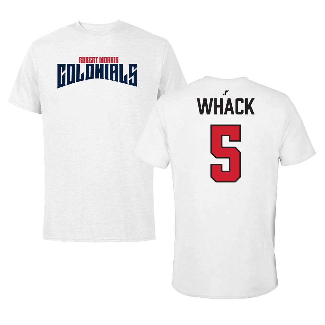 Robert Morris University Football White Classic Performance Tee - #5 Donta Whack
