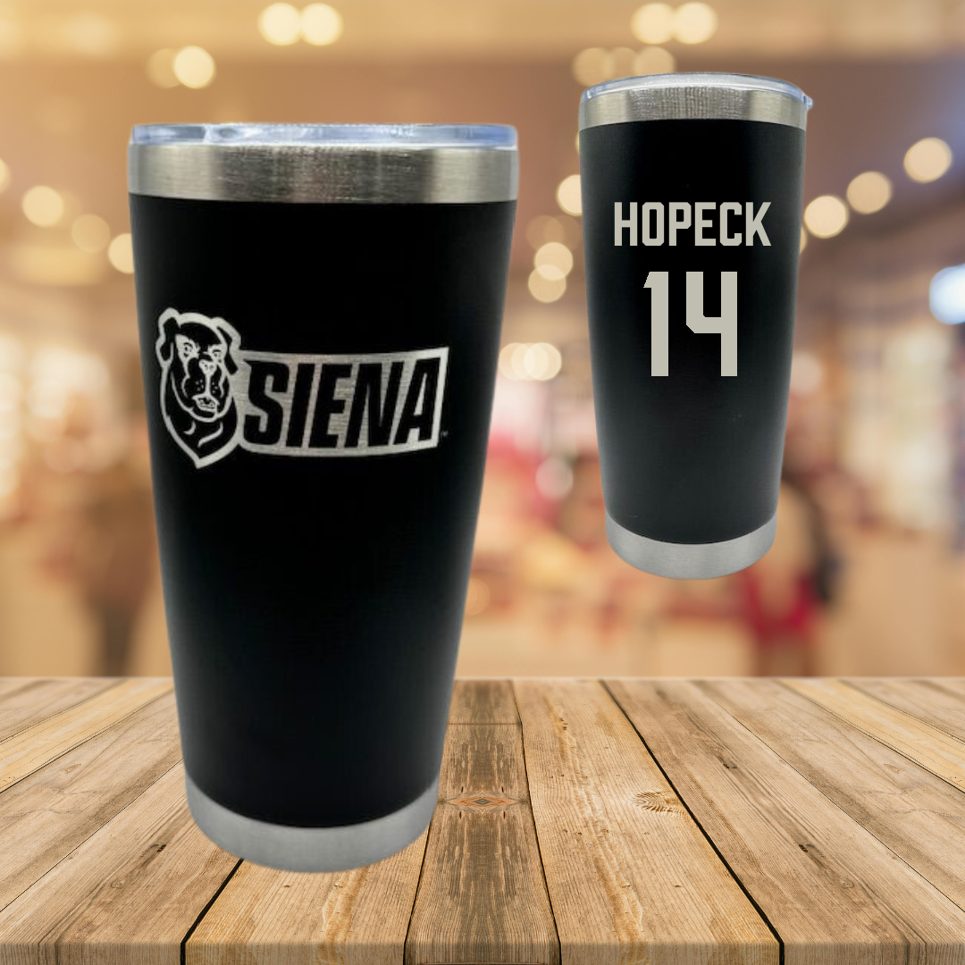 Siena University Soccer (W) Black Stainless Steel Tumbler - #14 Maddy Hopeck