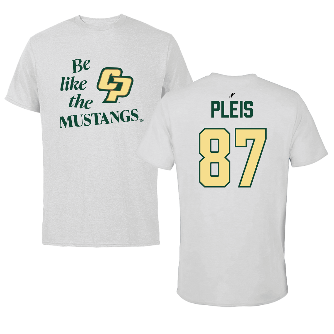 Cal Poly Football Light Gray Be Like Us Tee - #87 Kaleb Pleis